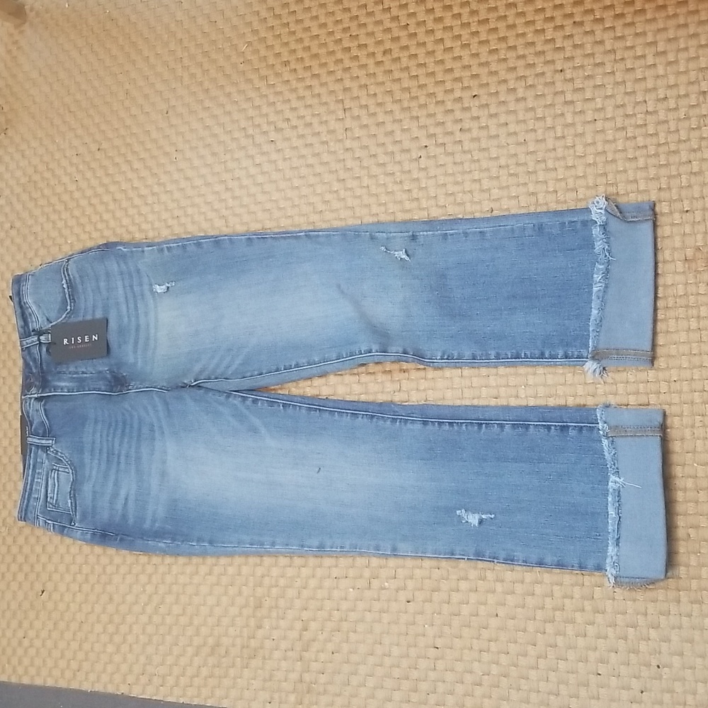 Risen Cuffed Slim Straight Leg Jeans.